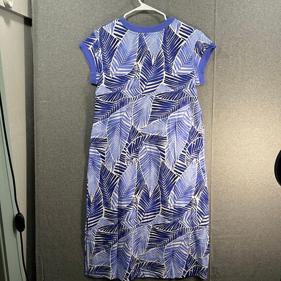 Stan Herman The Hamptons Petite 100% Cotton V-Neck Caftan Ocean/Palm Size PXS - Picture 2 of 10